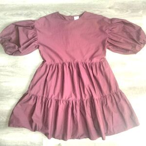 a new Day 3/4 Sleeve Tiered Dress Pockets in Burgundy Size X-Small Knee Length